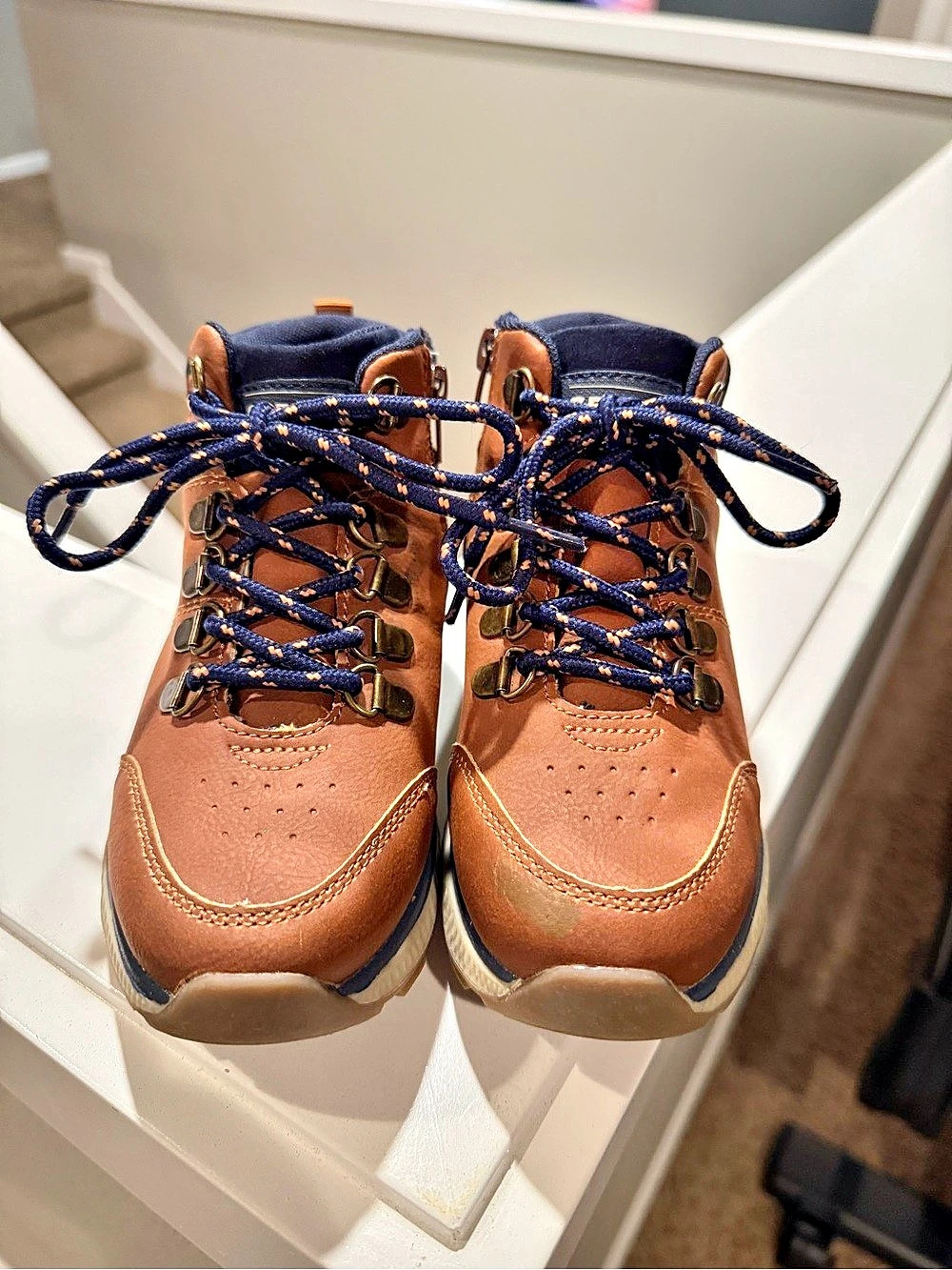 Sprox Boy’s boots 13M Brown & Blue Lace-Up Boots with ez on zipper